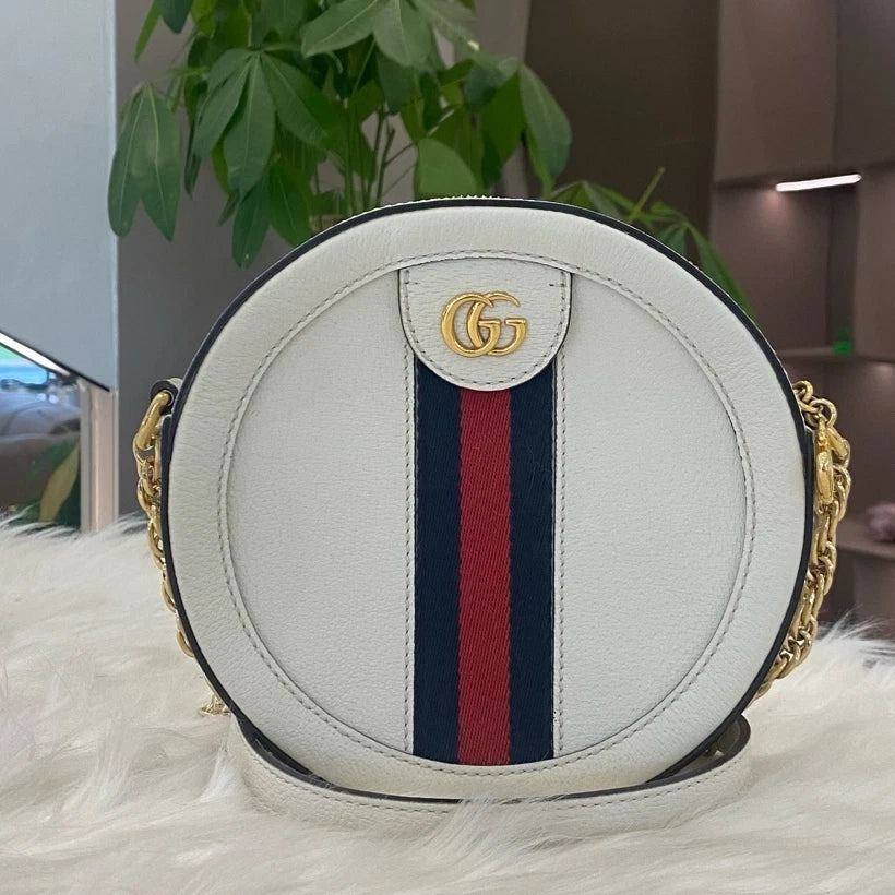 Gucci Marmont Gold White Shoulder Bag Chain Bag Excellent