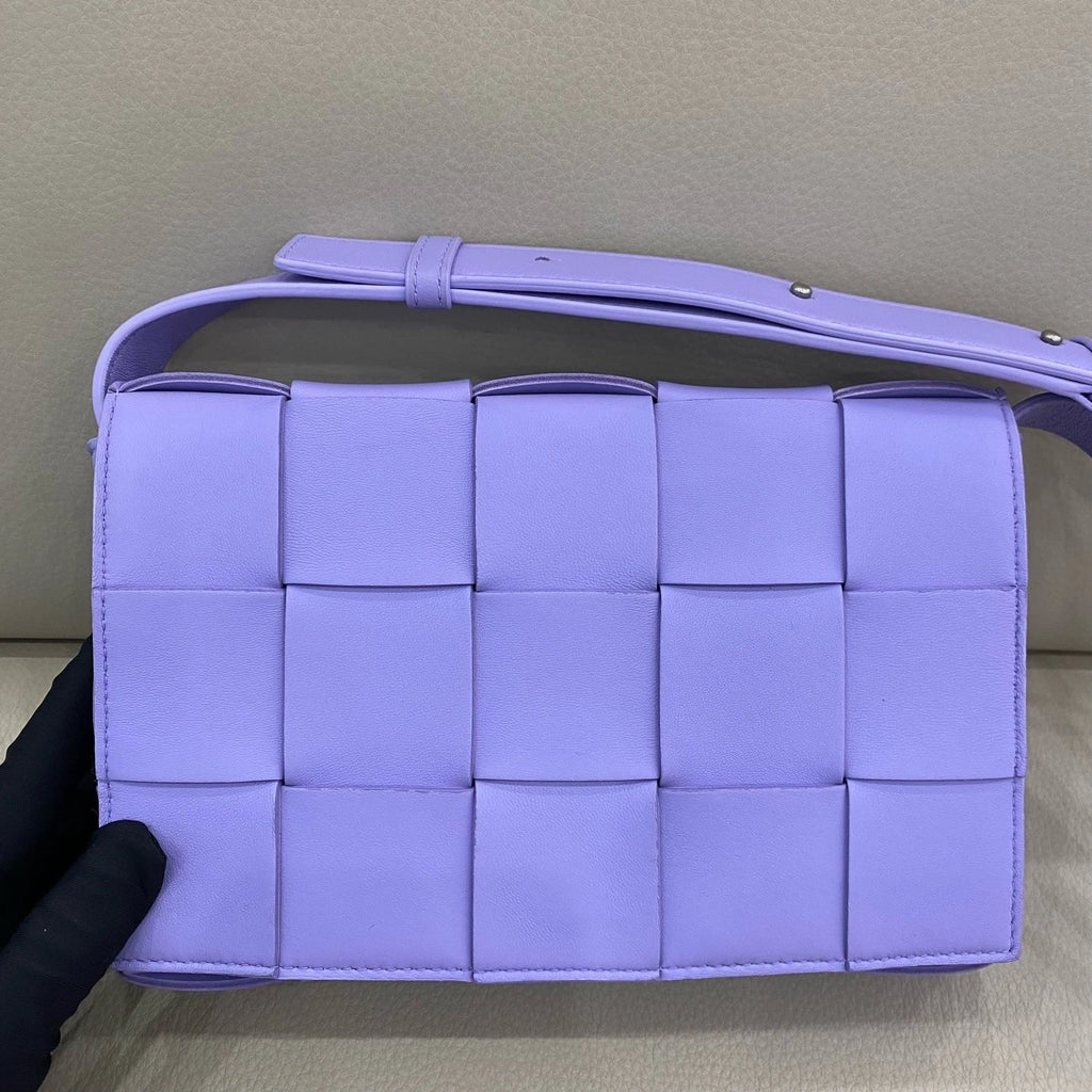 Bottega Veneta Women Small Cassette Purple Leather Crossbody Bag