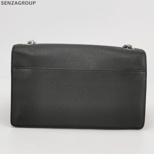 YSL Sunset Envelope Chain Shoulder Crossbody Bag Black Silver Women Classic
