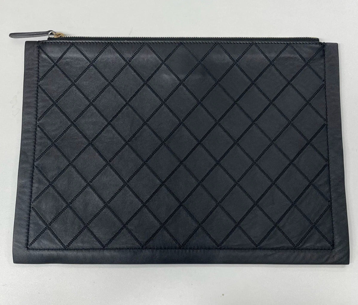 Chanel Diamond Zip Clutch Black Women Bag Classic