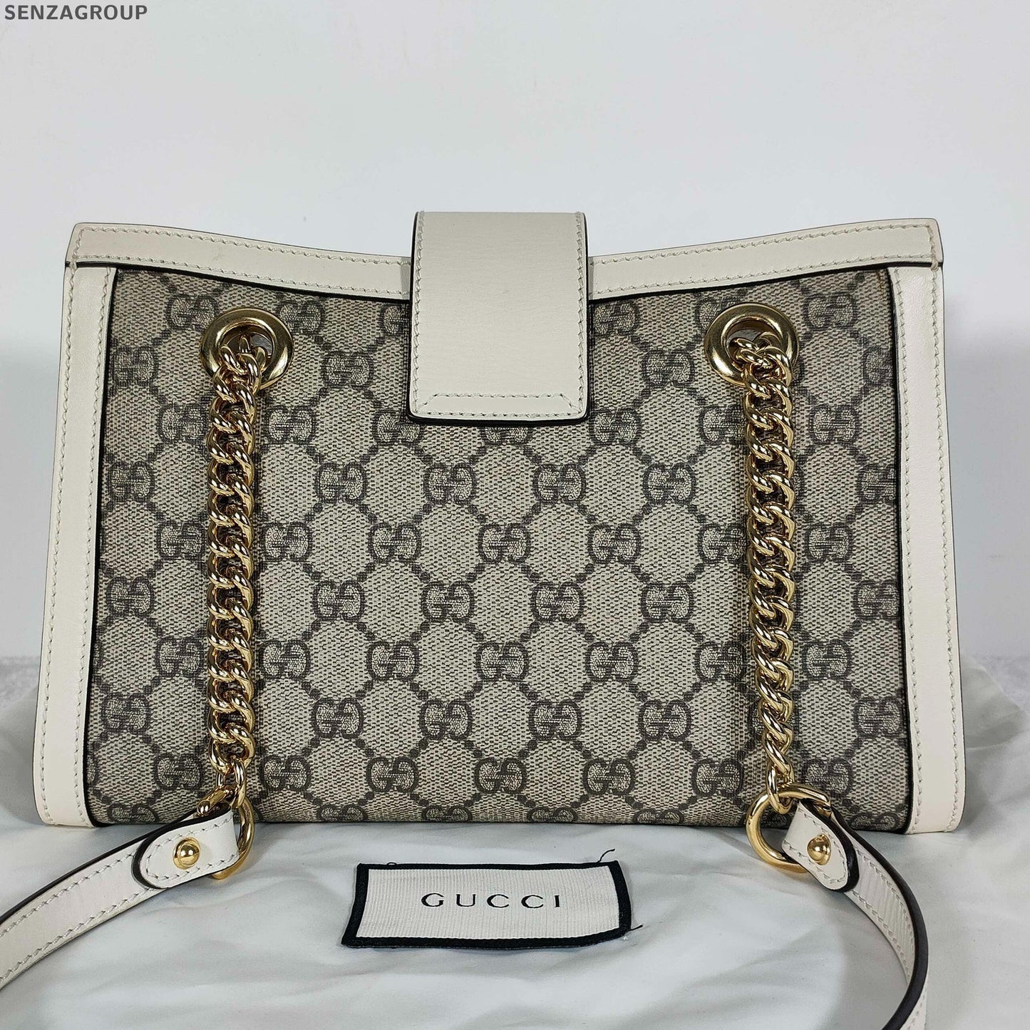 Gucci Padlock Small Tote Bag Chain Shoulder Bag White Beige Classic Women