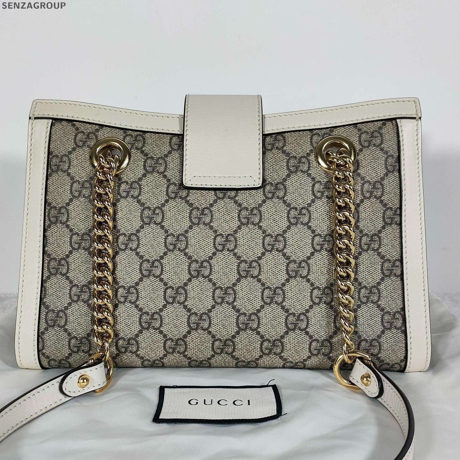 Gucci Padlock Small Tote Bag Chain Shoulder Bag White Beige Classic Women