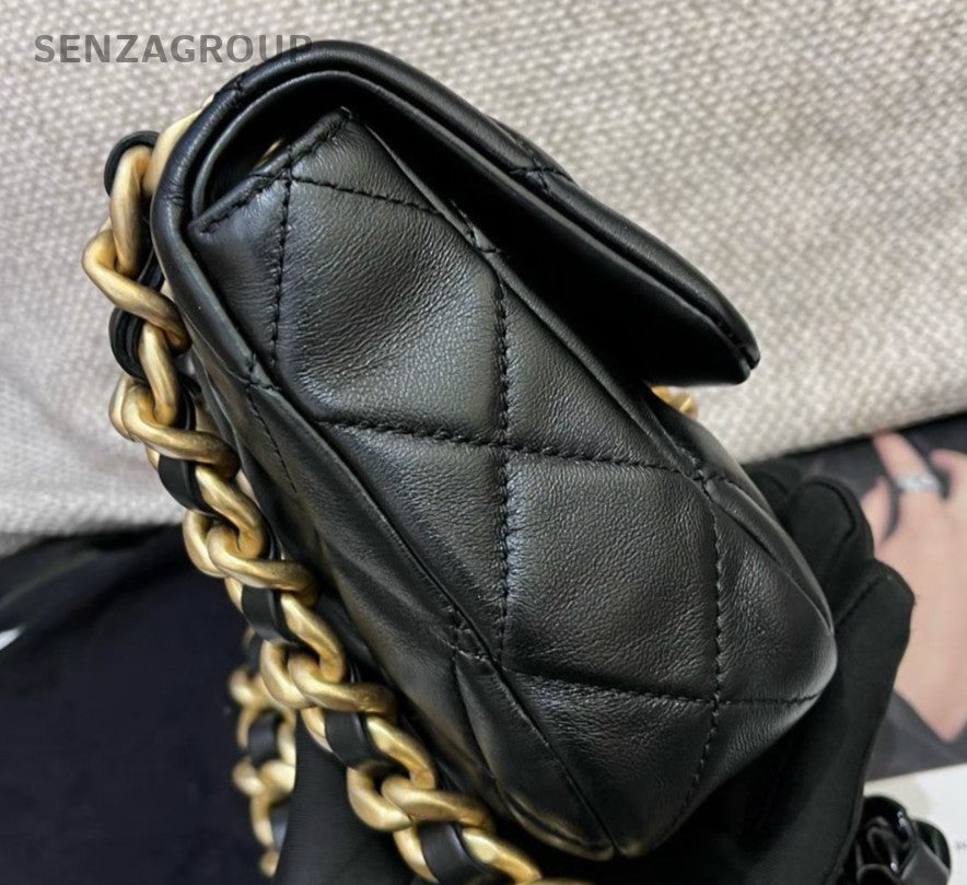 Chanel Classic Flap Chain Black Gold Diamond Shoulder Bag Crossbody Women