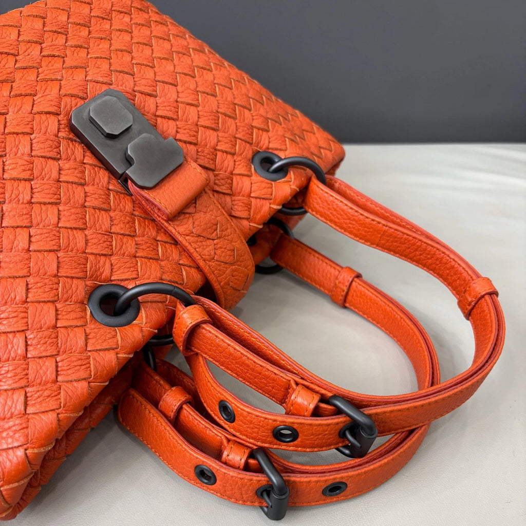 Bottega Veneta Roma Tote Mini Handbag Shoulder Bag Orange Women Classic