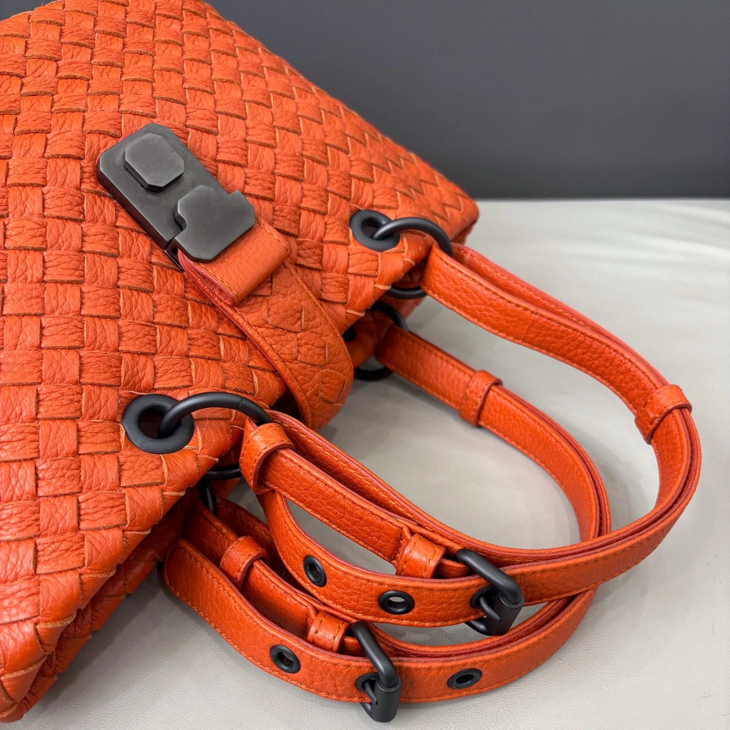 Bottega Veneta Roma Tote Mini Handbag Shoulder Bag Orange Women Classic