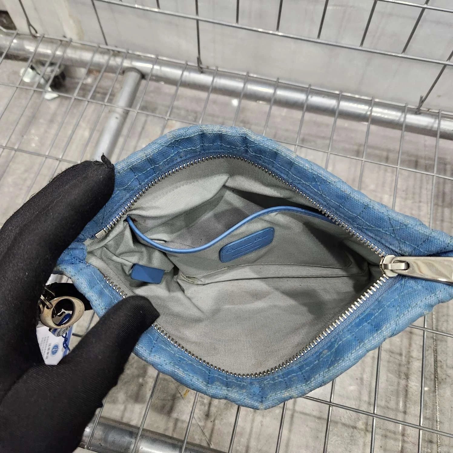 Dior Blue Quilted Tech Clutch Bag For Women