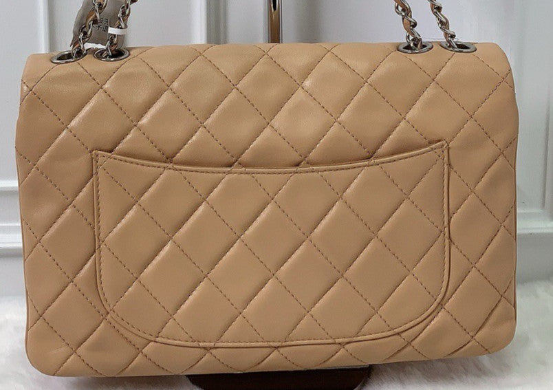Chanel Classic Flap Chain Lambskin Shoulder Bag Pink Silver Diamond Women