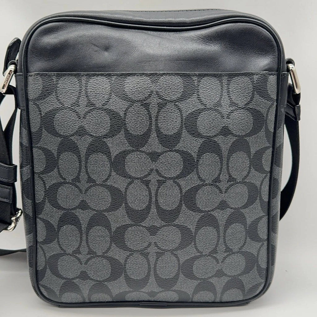 Coach Black Grey Monogram Canvas Shoulder Crossbody Bag For Women