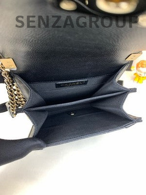 Chanel Le Boy Black Gold Calfskin Chain Shoulder Crossbody Bag Classic