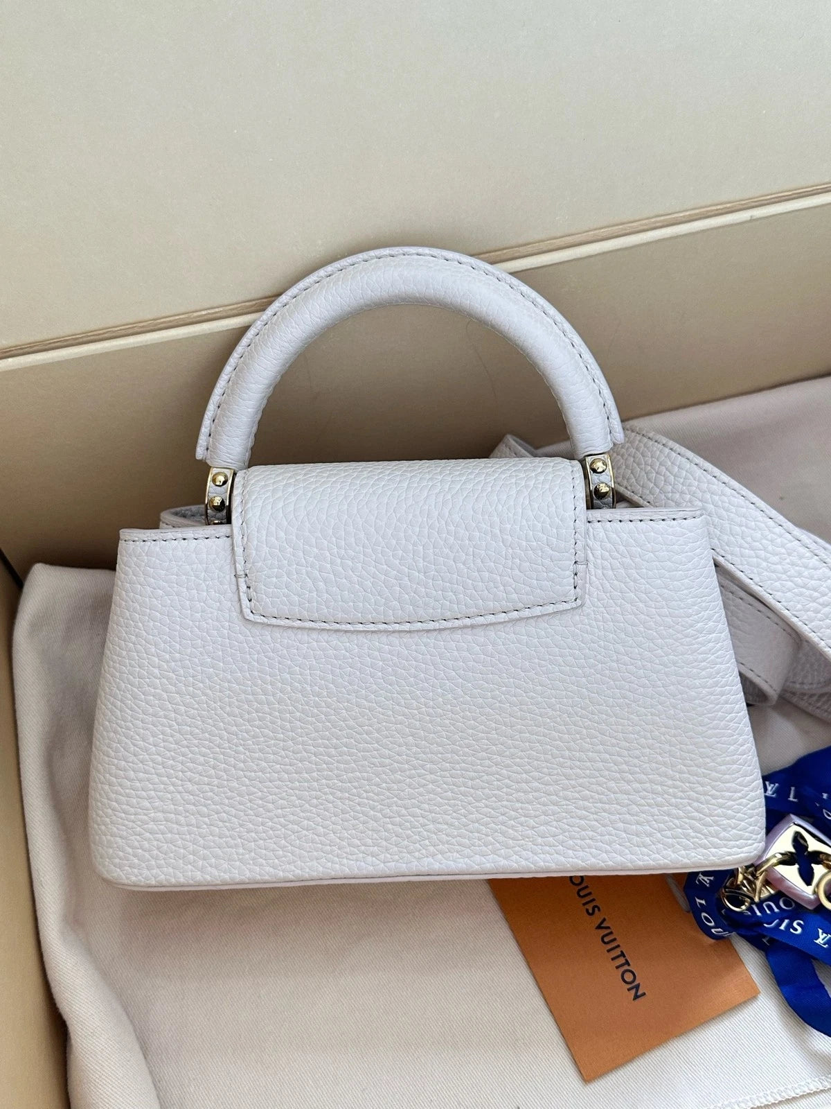 Louis Vuitton White Capucines Mini Crossbody Bag For Women