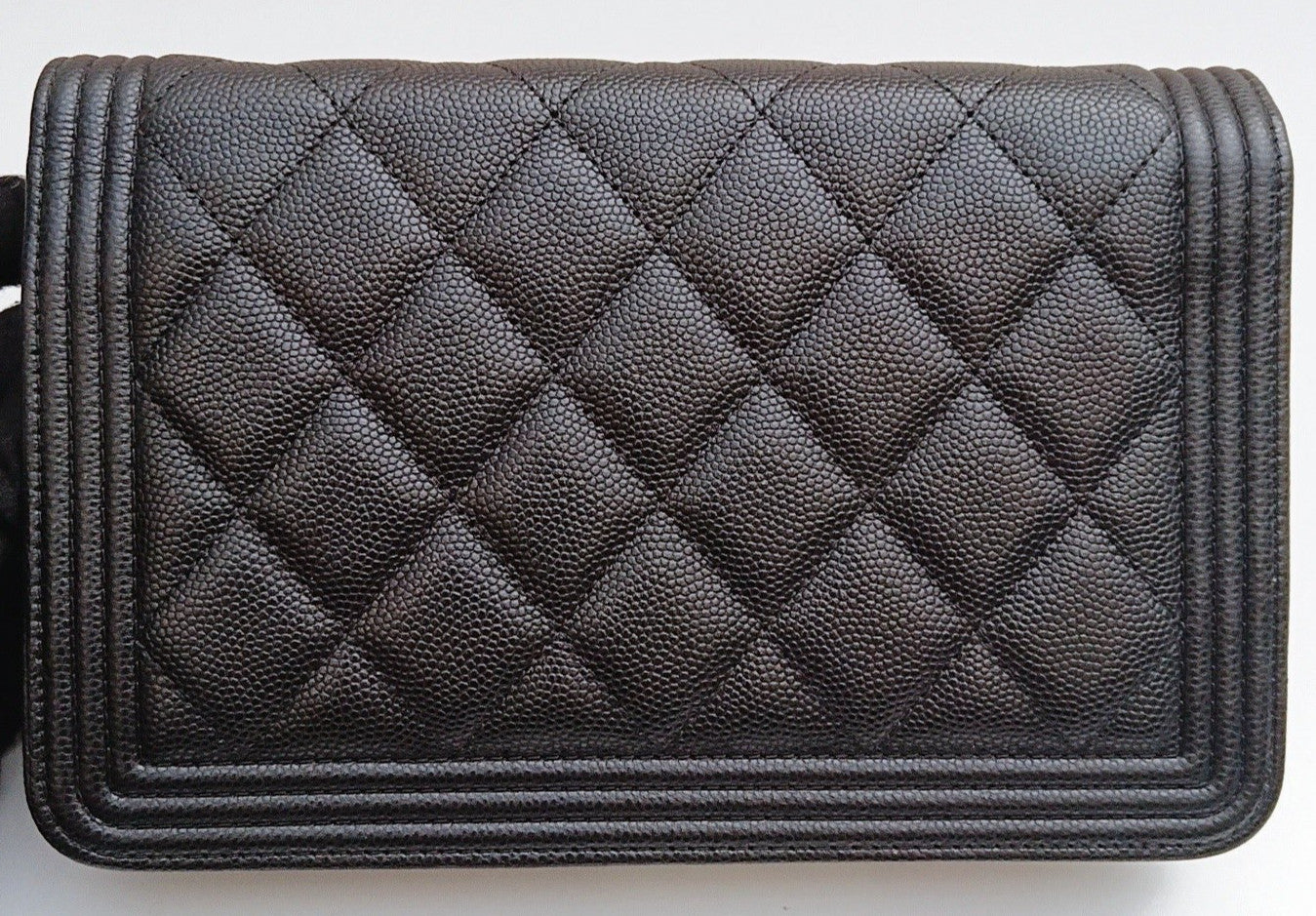 Chanel Leboy WOC Chain Shoulder Bag Crossbody Black Gold Diamond Women Classic