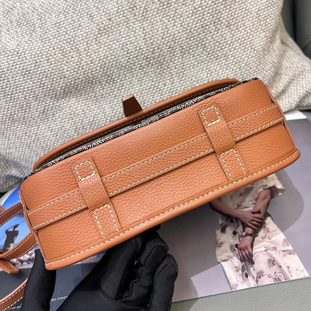Goyard Belvedere Canvas PM Shoulder Crossbody Black Brown Silver Excellent