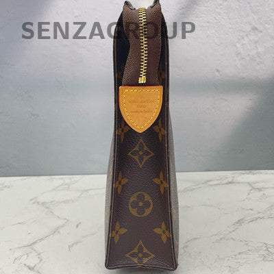 Louis Vuitton Monogram Zipper Clutch Bag Women's Classic Brown Gold
