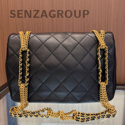 Chanel Black Gold Dual Buckle Waterfall Chain Shoulder Crossbody Bag