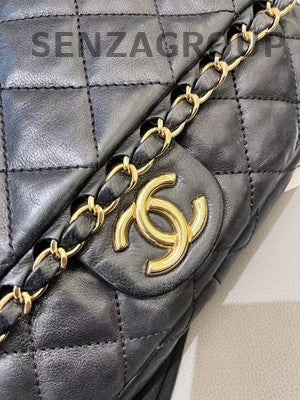 Chanel Classic Flap Black Caviar Gold Chain Shoulder Bag Quilted