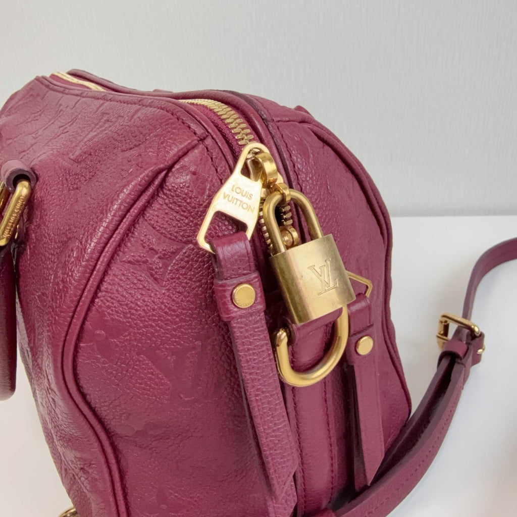Louis Vuitton Speedy25 Monogram Top Handle Crossbody Purple Gold Women Classic