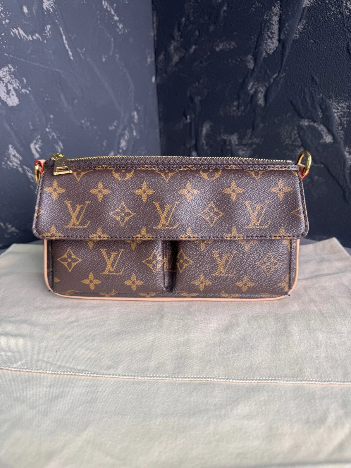 Louis Vuitton Canvas Camel Shoulder Bag For Women