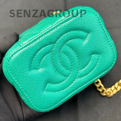 Chanel Quilted Small Box Bag with Heart Chain, Green Gold Hardware