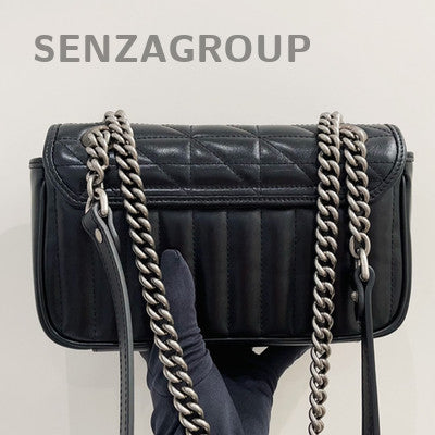 Gucci Marmont Small Black Silver GG Chain Shoulder Crossbody Bag