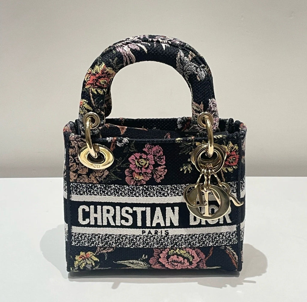 Christian Dior Lady D-lite Jardin Botanique Top Handle Bag Fashionable Excellent