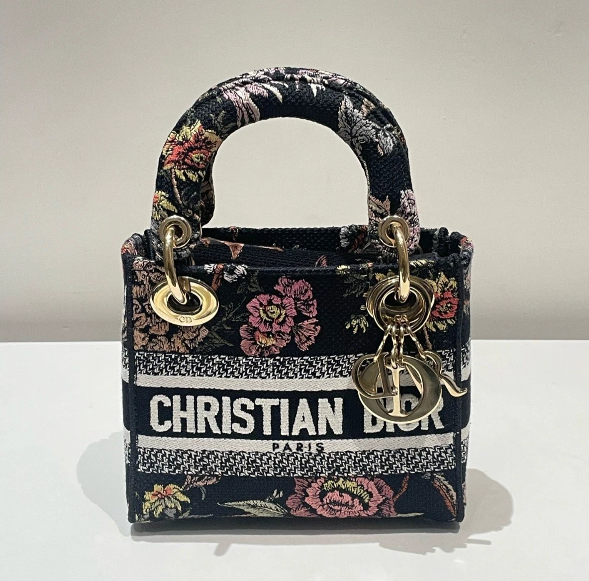 Christian Dior Lady D-lite Jardin Botanique Top Handle Bag Fashionable Excellent
