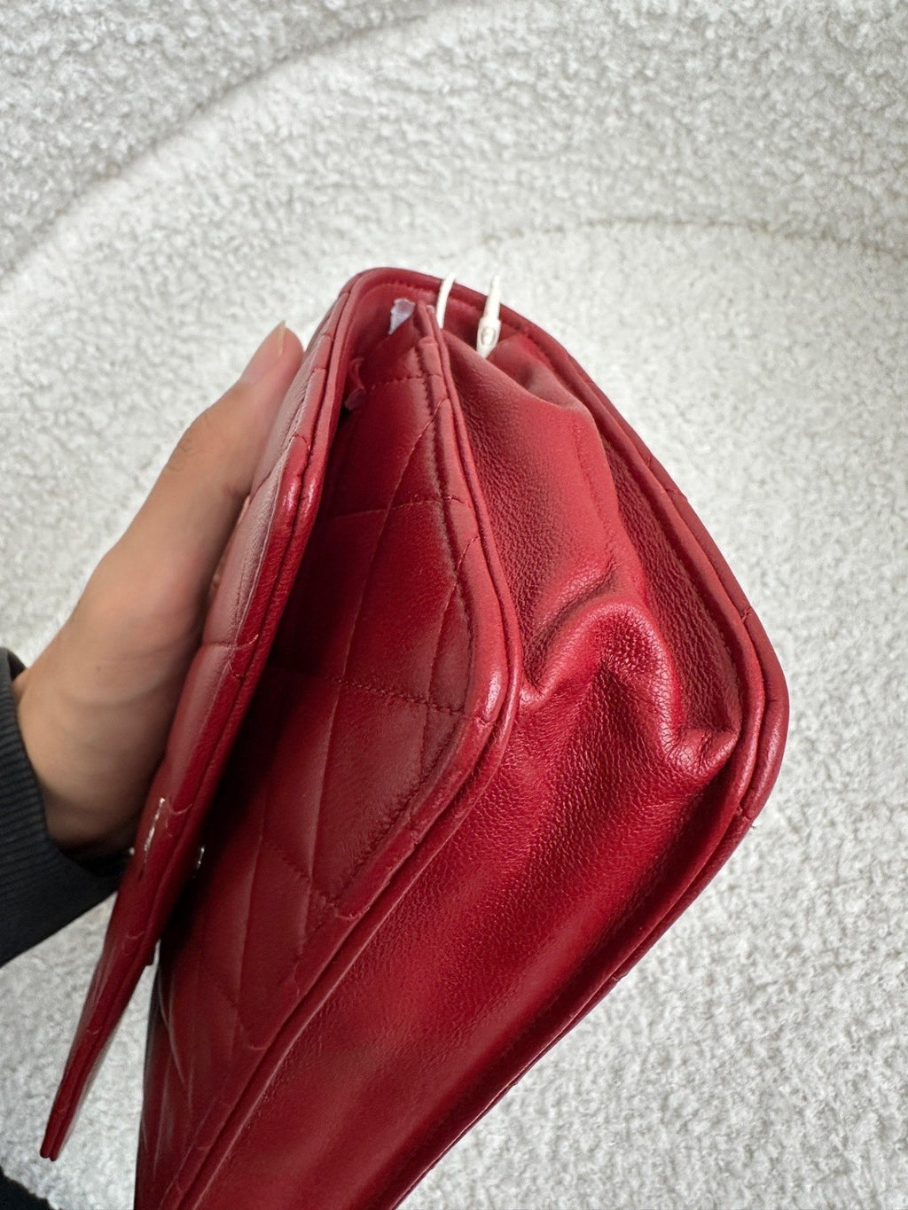 CHANEL Woc Diamond Pattern Chain Shoulder bag Crossbody Red Silver Women