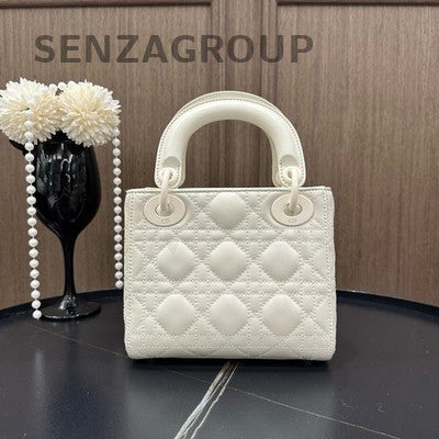 Dior Lady Dior Cannage Quilted Chain Shoulder Bag White Classic Women