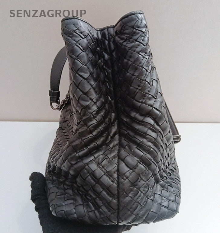 Bottega Veneta Tote Chain Shoulder Bag Black Silver Women Classic
