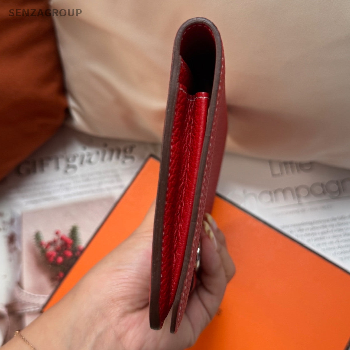 Hermès Dogon Duo Red Silver Hardware Wallet Clutch Women Classic