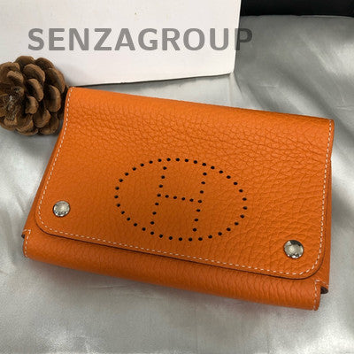 Hermes Orange Silver Clutch Handbag Classic Fashion Women's Accessory