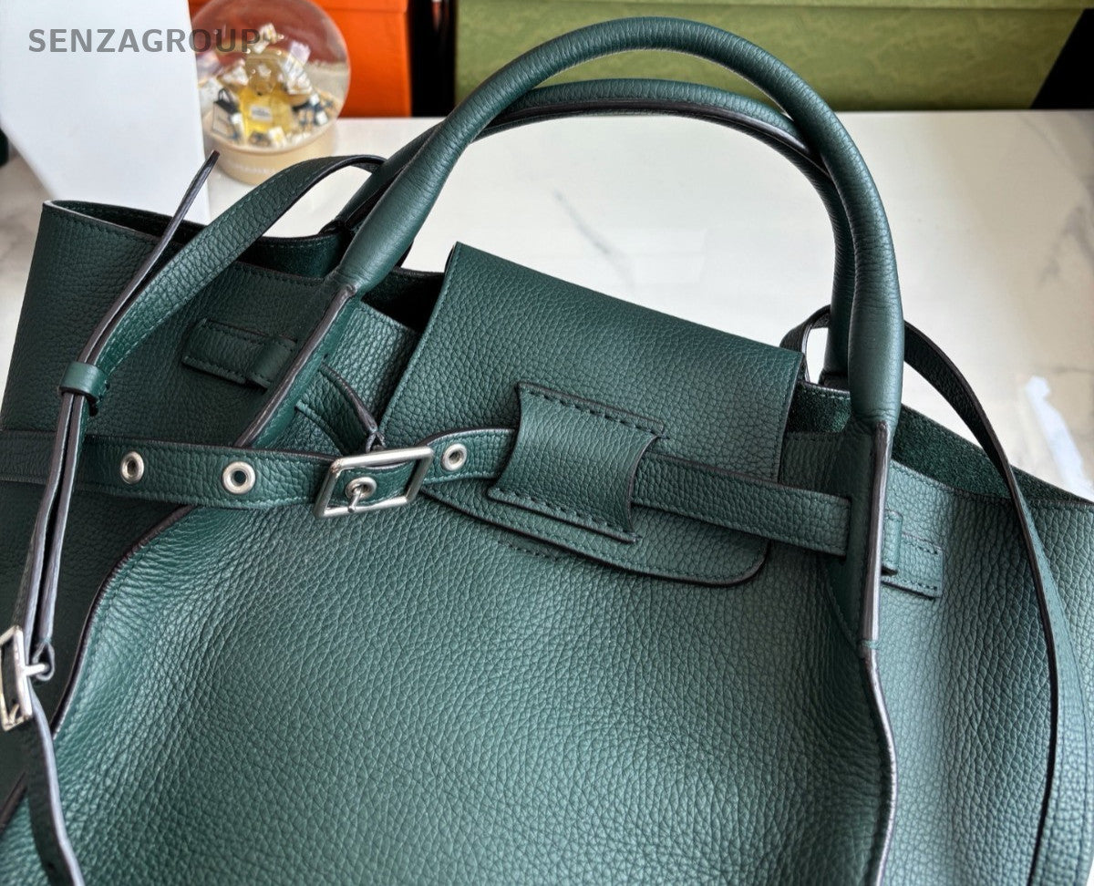 CELINE Bigbag Dark Green Calfskin tote Handbag 2WAY Shoulder bag Women