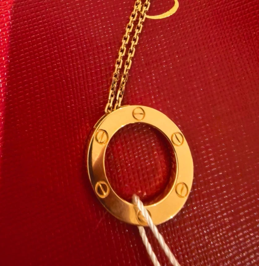 Cartier Love Necklace 18k Rose Gold Round Pendant 42cm/16.54in Jewelry