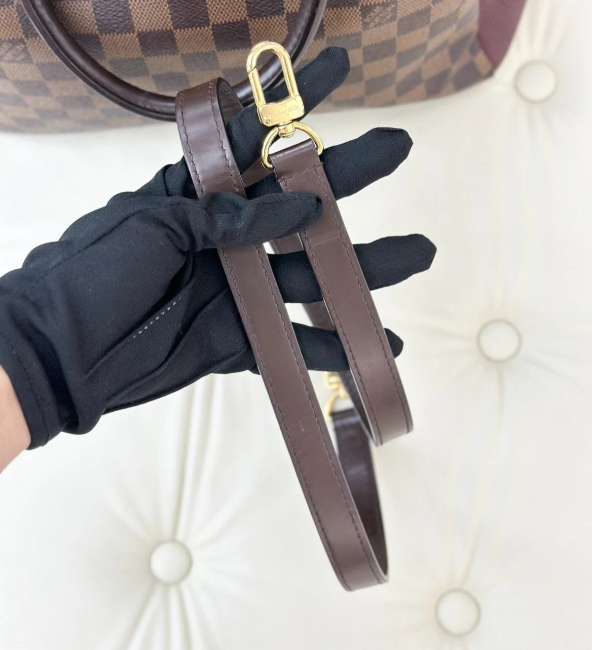 Louis Vuitton Brittany BB Damier Ebene Red Crossbody Bag Top Handle Bag Women S