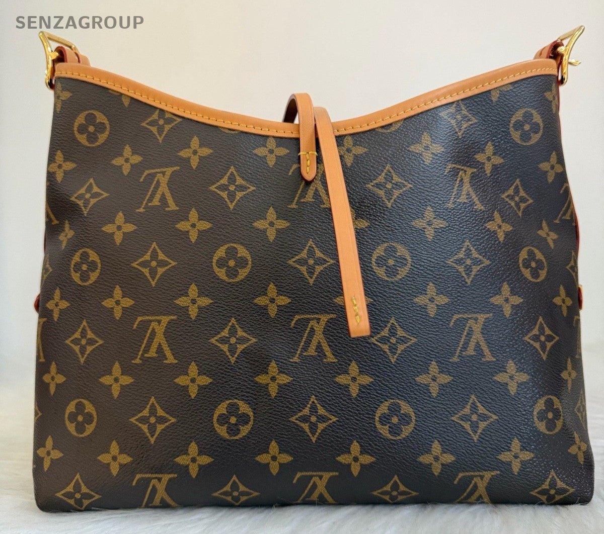 Louis Vuitton Carryall PM Monogram Shoulder Bag Brown Gold Women Classic
