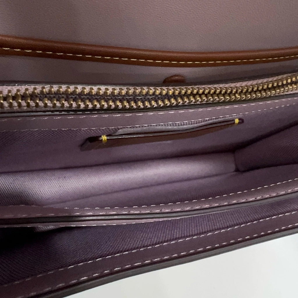 Coach Hero 22 Solid Purple Leather Flap Handbag Crossbody For Women