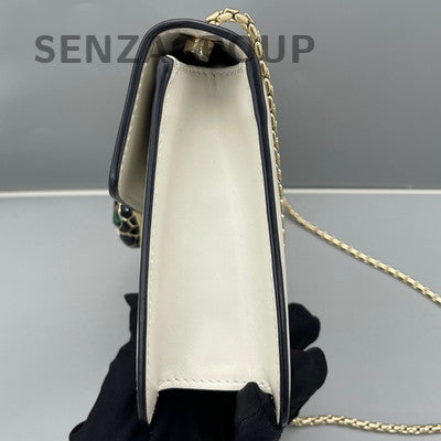Bvlgari Serpenti Forever Small White Gold Chain Shoulder Bag Women Classic