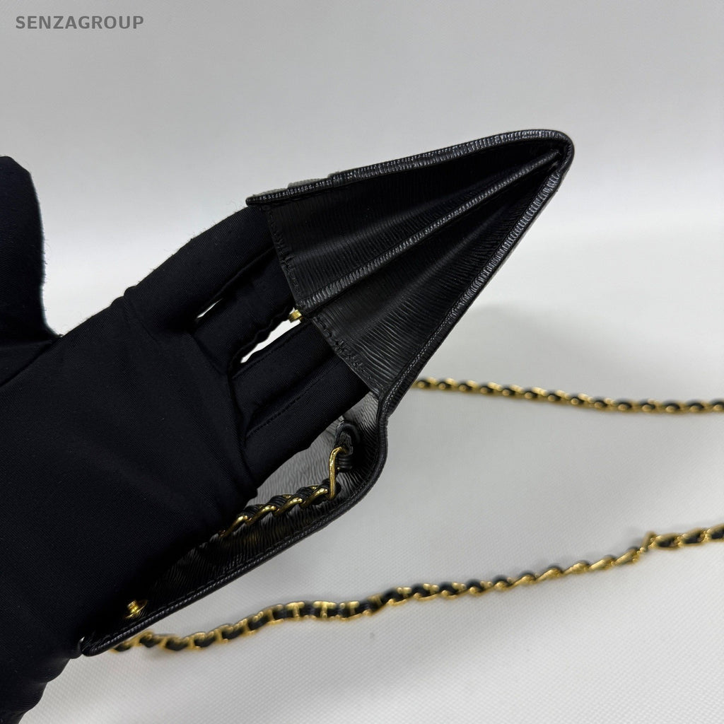 Prada woc Calfskin Shoulder Crossbody Bag Black Gold Women
