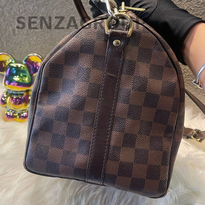 Louis Vuitton Damier Ebene Speedy 30 Shoulder Bag Brown Gold Hardware