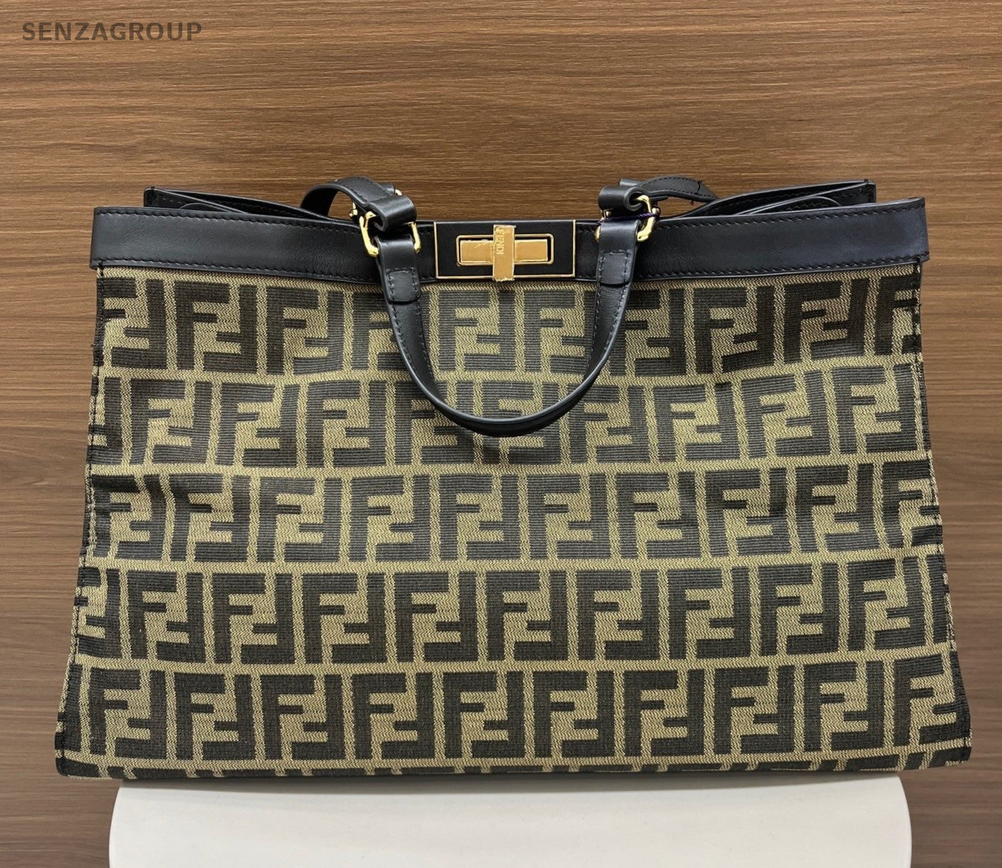 Fendi Peekaboo Tote Handbag Crossbody Brown Black Gold Women Classic