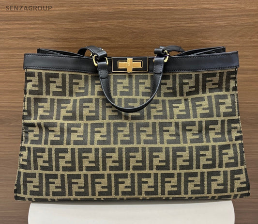Fendi Peekaboo Tote Handbag Crossbody Brown Black Gold Women Classic