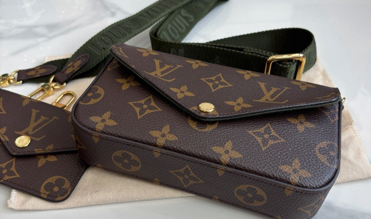Louis Vuitton Monogram Shoulder Crossbody Bag Brown Women Almost Brand New