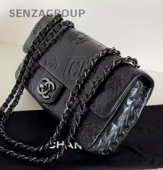 Chanel Classic Flap So Black Calfskin Chain Shoulder Bag Used Women Fashion
