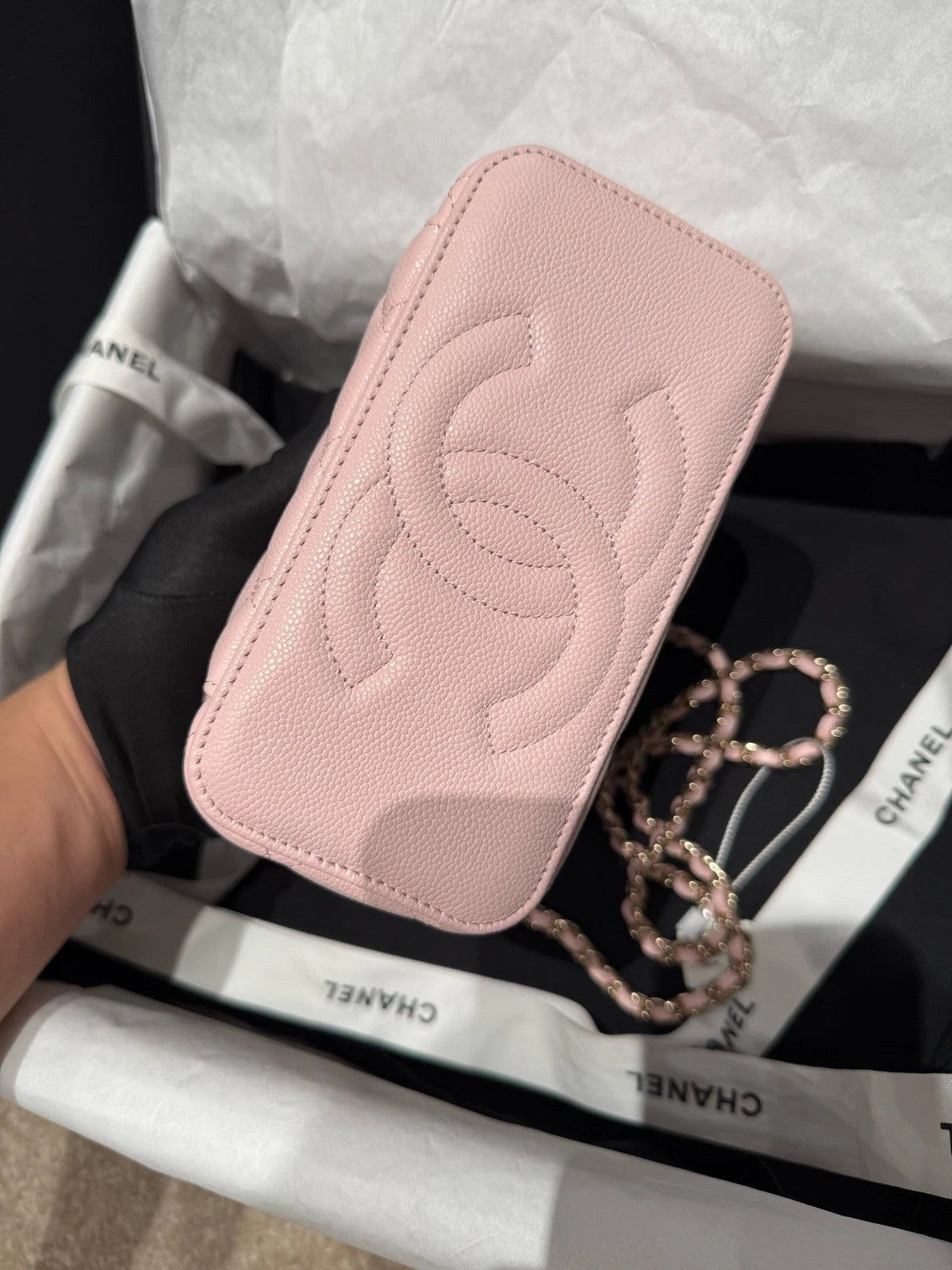 NEW CHANEL Sakura Pink Long Box Crossbody Bag For Women