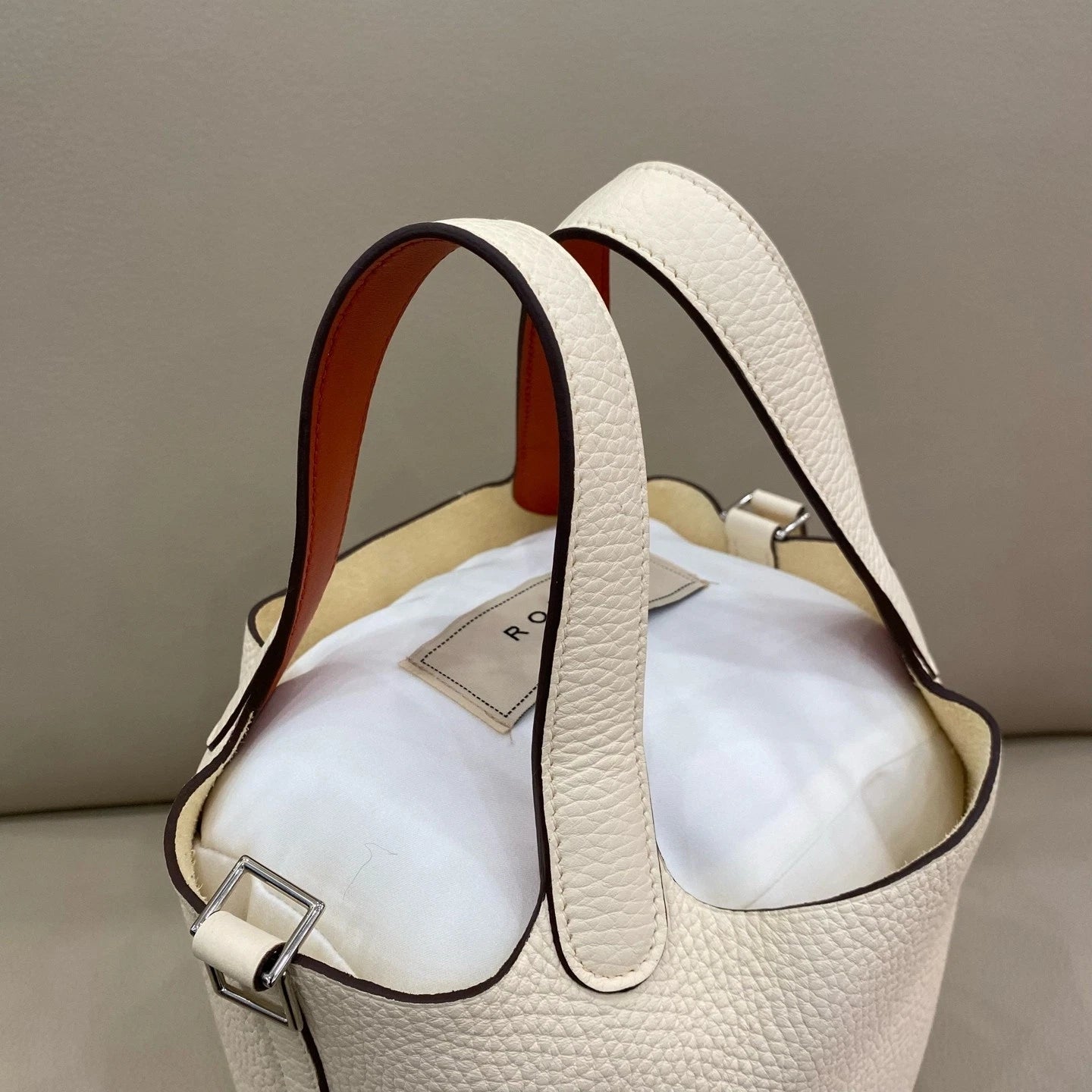 Hermes Picotin18 White Leather Bucket Bag For Women