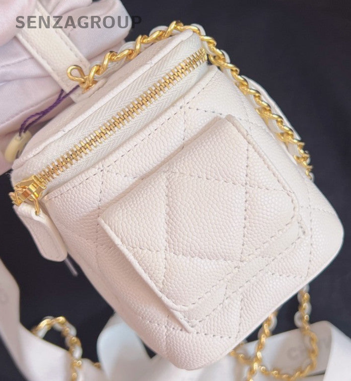 Chanel 23B Cargo Calfskin Top Handle Chain Shoulder Bag Crossbody White Women