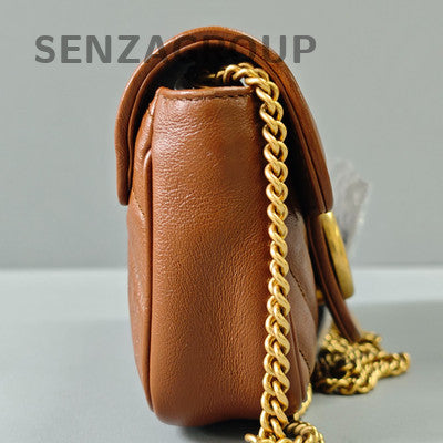 Gucci Marmont Mini Brown Gold Chain Crossbody Bag Classic Fashion
