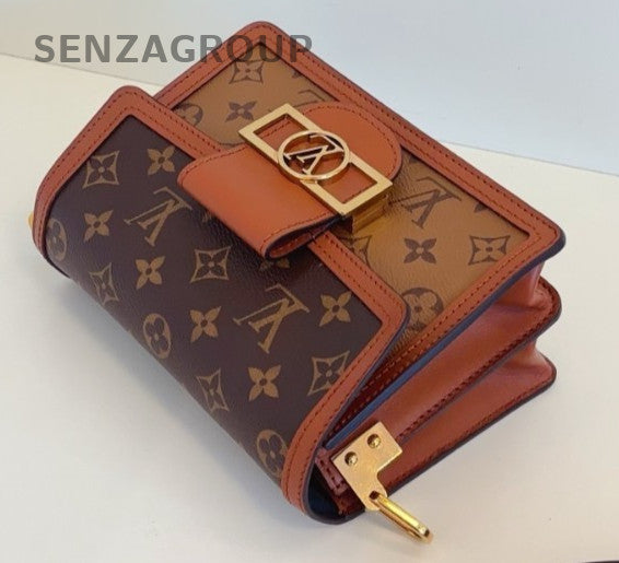 Louis Vuitton Dauphine PM Monogram Shoulder Bag Brown Gold Women Classic