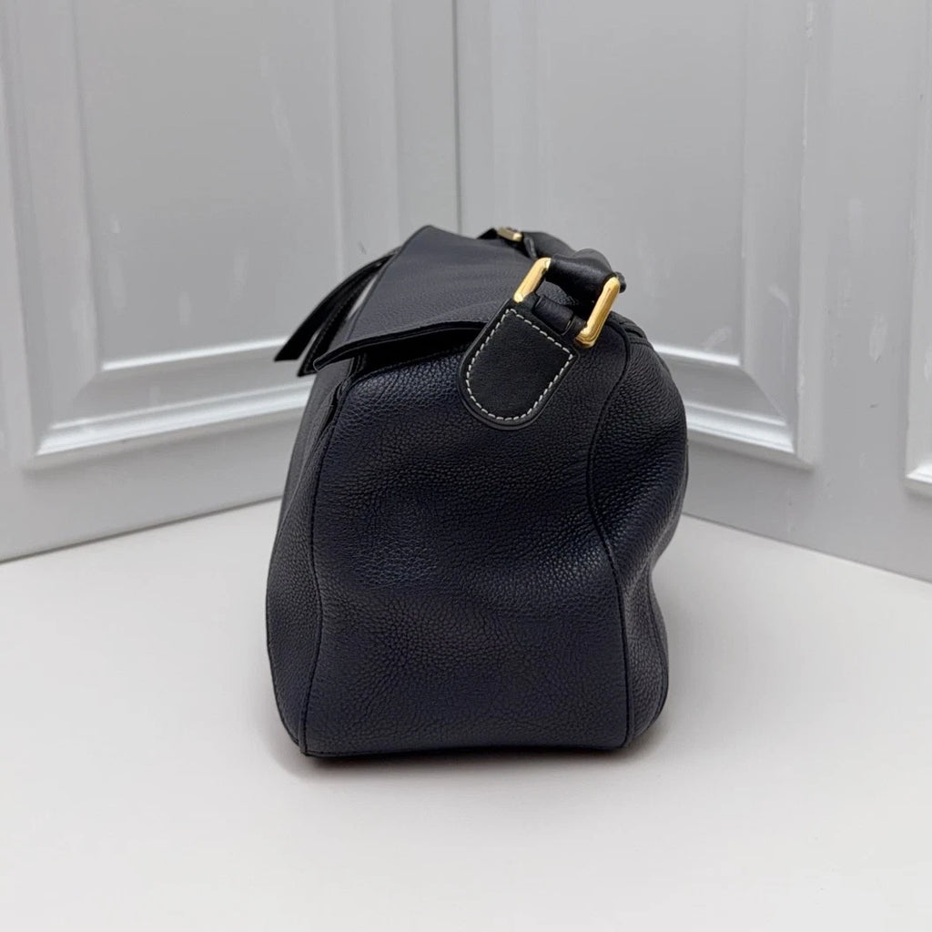 Loewe Puzzle Navy Calfskin Top Handle Crossbody Bag Gold Hardware Women