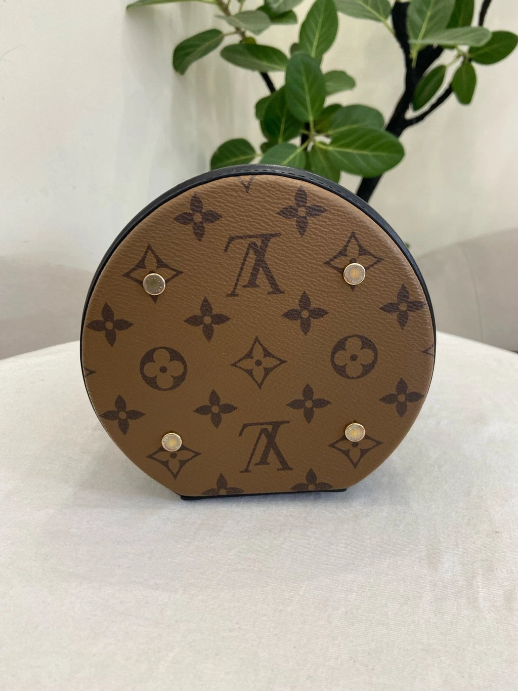 Louis Vuitton Cannes Monogram Top Handle Crossbody Brown Gold Women Classic