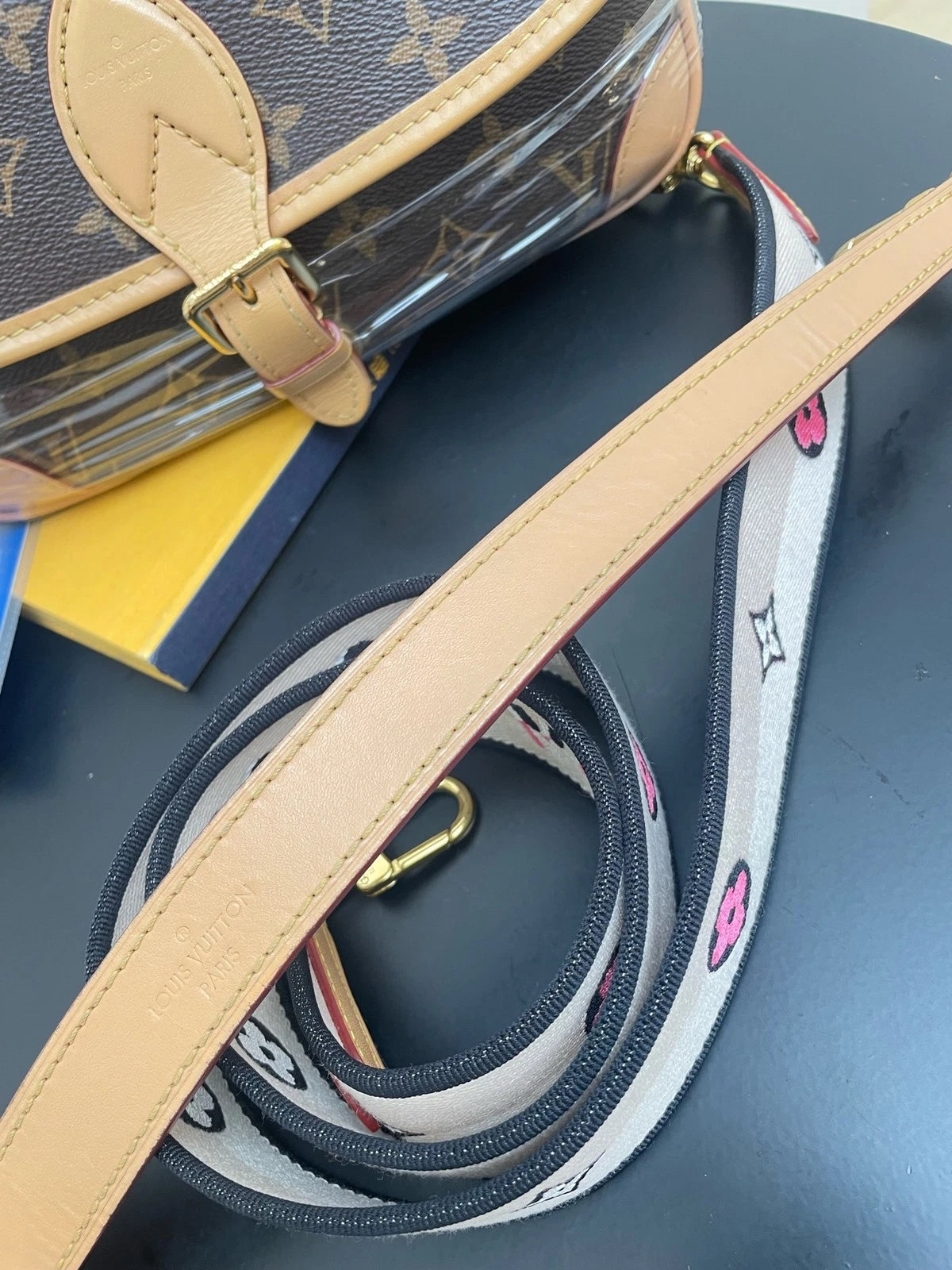 Louis Vuitton Canvas Black Strap Baguette Shoulder Bag For Women